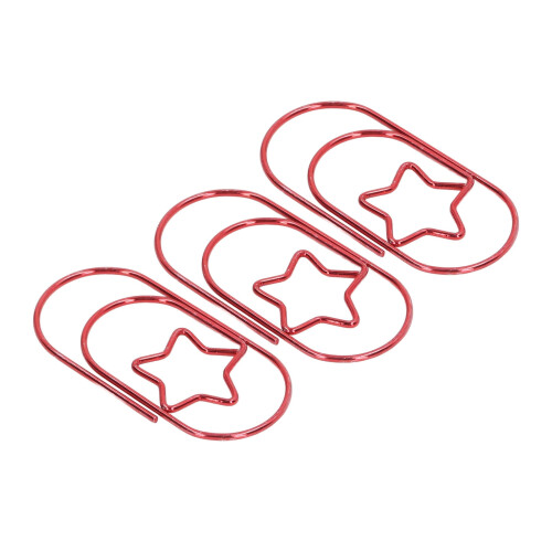 (Red) 40Pcs Star Paperclips Rustproof Coating Multi Purpose Cute Gold 2