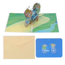 3D Greeting Card Spring Flower Bike Thick Paper Popping Up