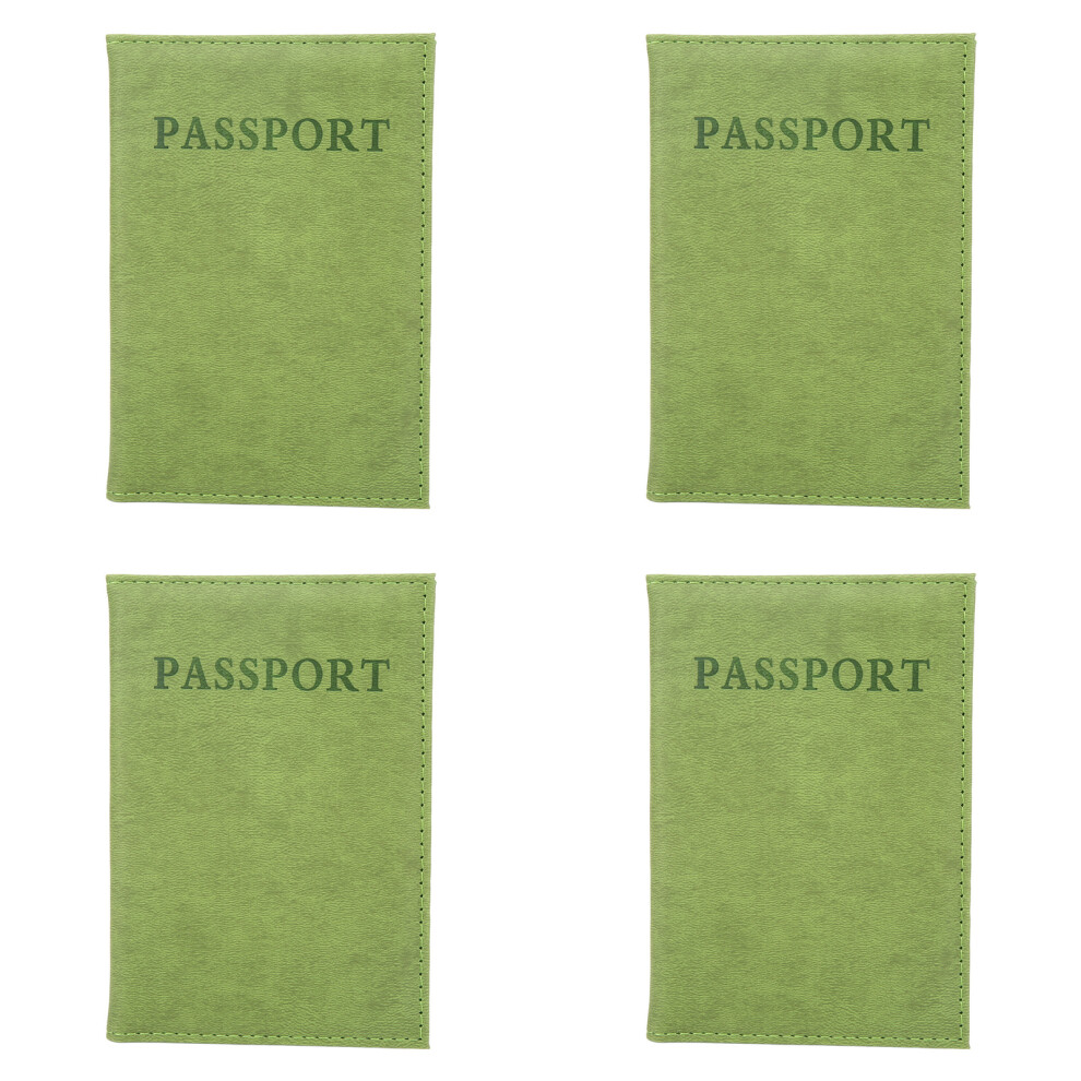 (Light Green) 4 Pcs Soft Waterproof PU Leather Passport Holder Light Green-image-OPC-PMFQN98-NEW