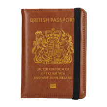 Passport Card Holder Brown Waterproof Antimagnetic PU Leather