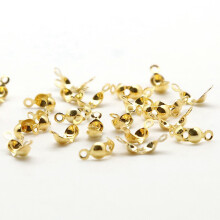 (Gold) 100pcs Metal Bead Tips Clamshell Crimp DIY Jewelry Silver