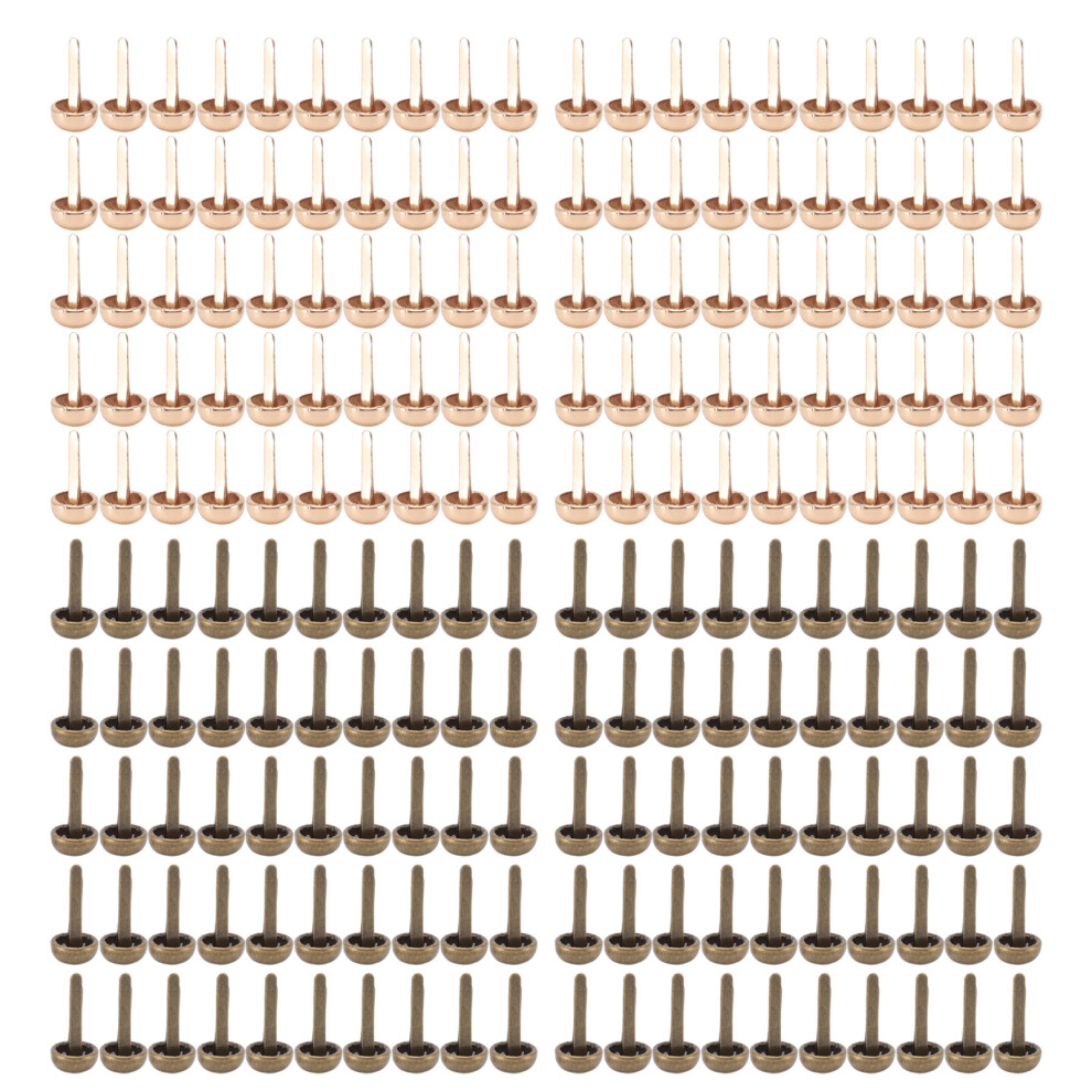 200Pcs Mini Brads 8Mm Round Head Light Gold Bronze Brass Fasteners 585383480729