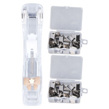 (Bowknot Style and 2 Boxes of Clips) Paper Clam Handheld Dispenser Plastic Strawberry 2 Boxes
