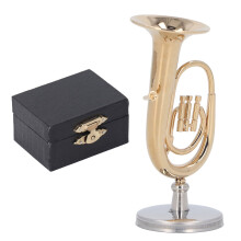 Mini Tuba Brass Gold Plated Euphonium Model with Base