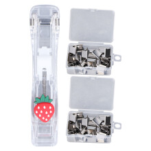 (Strawberry Style and 2 Boxes of Clips) Paper Clam Handheld Dispenser Plastic Strawberry 2 Boxes