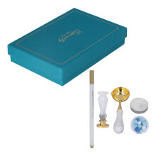 (White) Wax Stamp Kit Clear Engraving DIY Retro Sealing Set with Handle