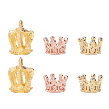 6Pcs Mini Metal Crowns Bright Color Pendant Jewelry