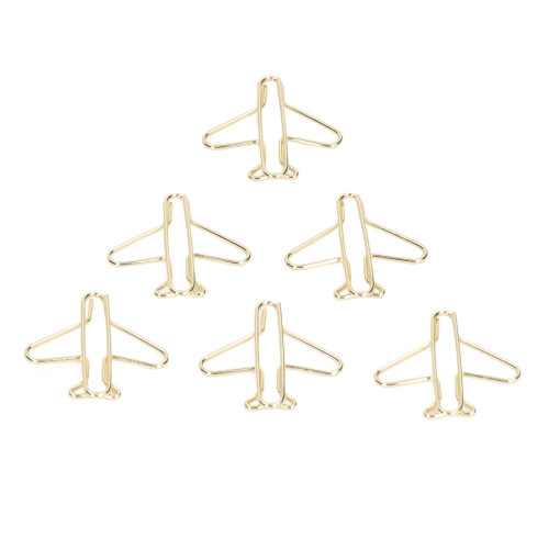 100pcs Paper Clips Anti Rust Gold Airplane Shaped 2
