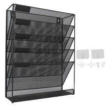 Wall File Organizer 5 Pockets Durable Metal Wall Mount Holder