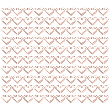 (Heart Shape) 100 Pcs Paper Clips Rose Gold Electroplated Storage Box