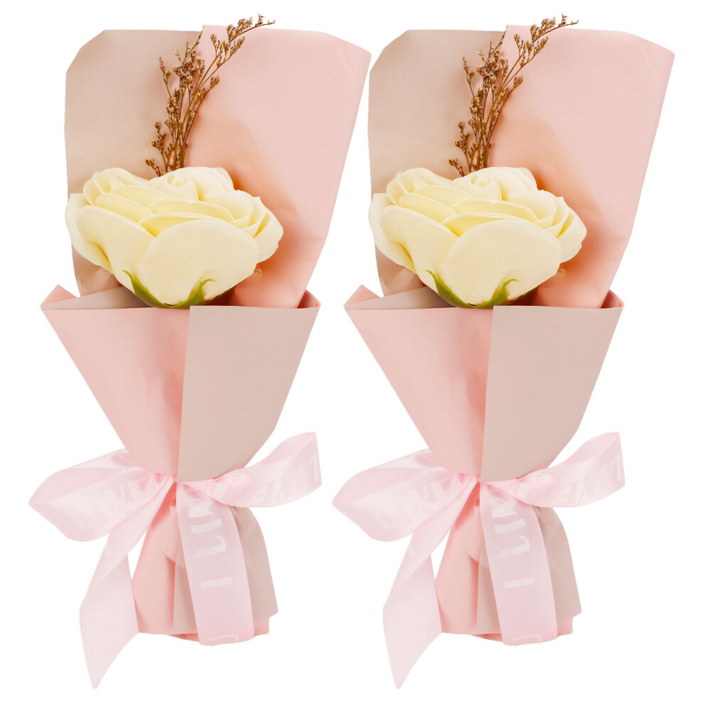 2Pcs Soap Rose Flower Lifelike Bouquet Box Home Office Cafe Gift-image-OPC-PMFQQ2D-NEW