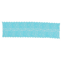 (Blue) Lace Fabric 10 Yards 23cm Wide DIY Soft Stretch Nylon Gold Ribbon