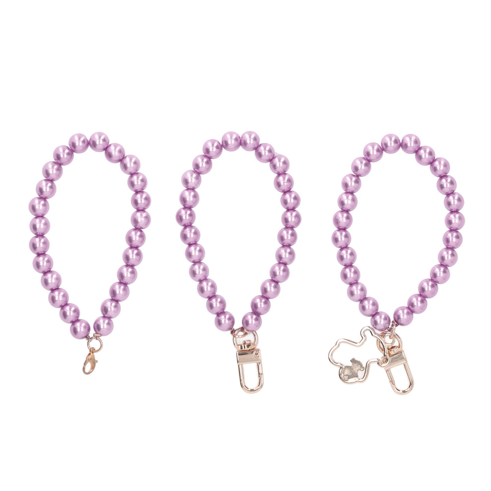 (H20 Purple) 3Pcs 10mm Pearl Key Chain Gloss Metal Buckle Purple-image-OPC-PMFQQ7T-NEW