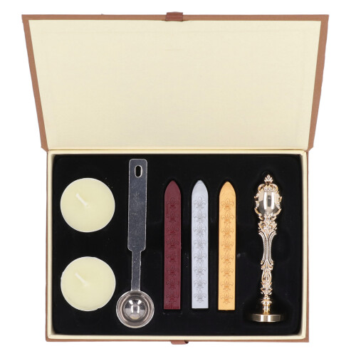 (Gold Set) Wax Seal Stamp Kit Gold Clear Pattern Wide Application 2