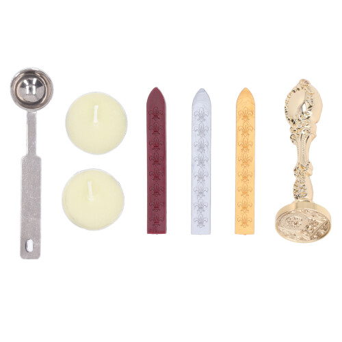(Gold Set) Wax Seal Stamp Kit Gold Clear Pattern Wide Application 1