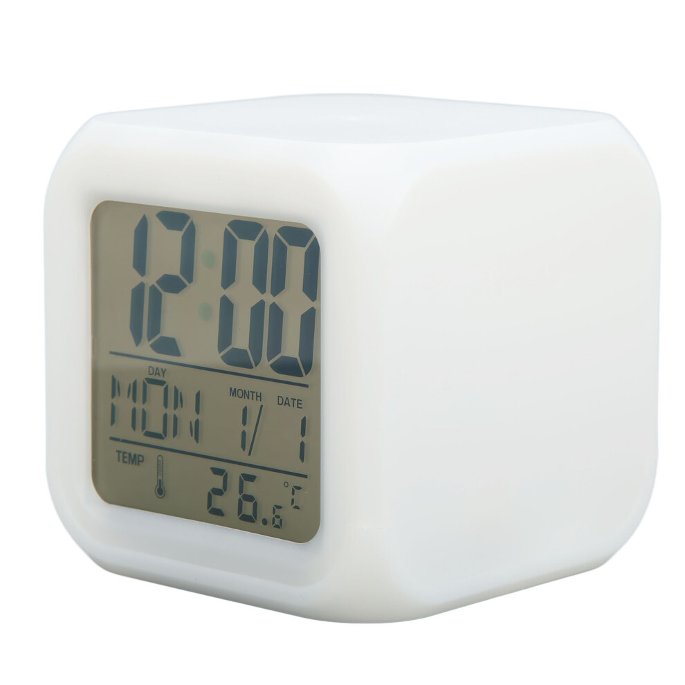Kids LED Digital Clock 7-Color Night Glow Temp Display