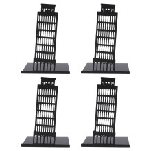 (Leaning Tower of Pisa) 4pcs Black Architectural Metal Bookends Non-Slip Desktop Stand
