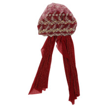 (Deep Maroon) Muslim Turban Hat Wrinkle Soft Lightweight Head Wrap Black