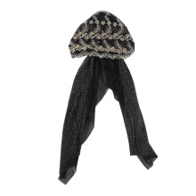 (Black) Muslim Turban Hat Wrinkle Soft Lightweight Head Wrap Black