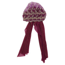 (Light Purple) Muslim Turban Hat Wrinkle Soft Lightweight Head Wrap Black