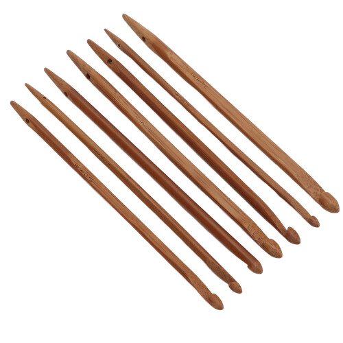 7pcs Bamboo Crochet Hooks Ergonomic Handle Set 1