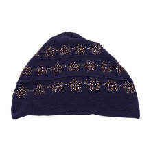 (Dark Blue) Turban Head Wraps Easy Wearing Lace Double Layer Hair Hat Brown