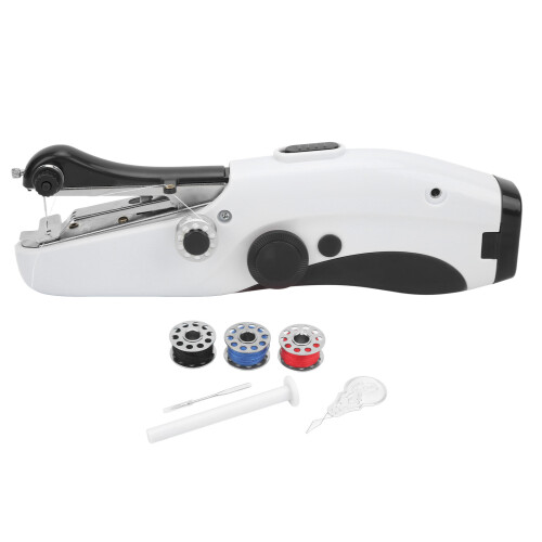 (Black) Portable Handheld Sewing Machine Mini Electric Double Needle DIY Black