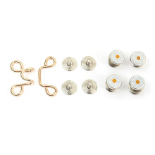(Gold) Button Pins Nail Free Adjustable Jean Waist Metal Screw Silver Black