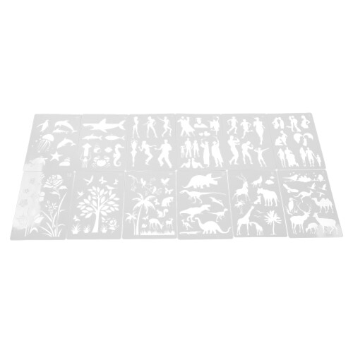 12Pcs A4 Paint Stencils Characters Animals Plants Safe Durable 2