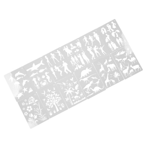12Pcs A4 Paint Stencils Characters Animals Plants Safe Durable 1