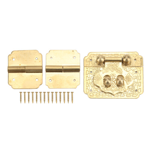Box Lock Buckle Hinges Set, Rustproof Brass, Corrosion Resistant