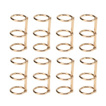 (Gold) Binder Rings Reusable 3 Hole Electroplated Metal DIY Loose Leaf Gold