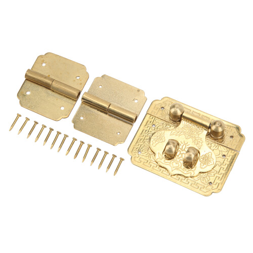 Box Lock Buckle Hinges Set, Rustproof Brass, Corrosion Resistant 1