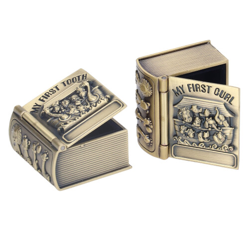 Tooth Keepsake Box Engraved Durable Metal Baby Tooth Box 1