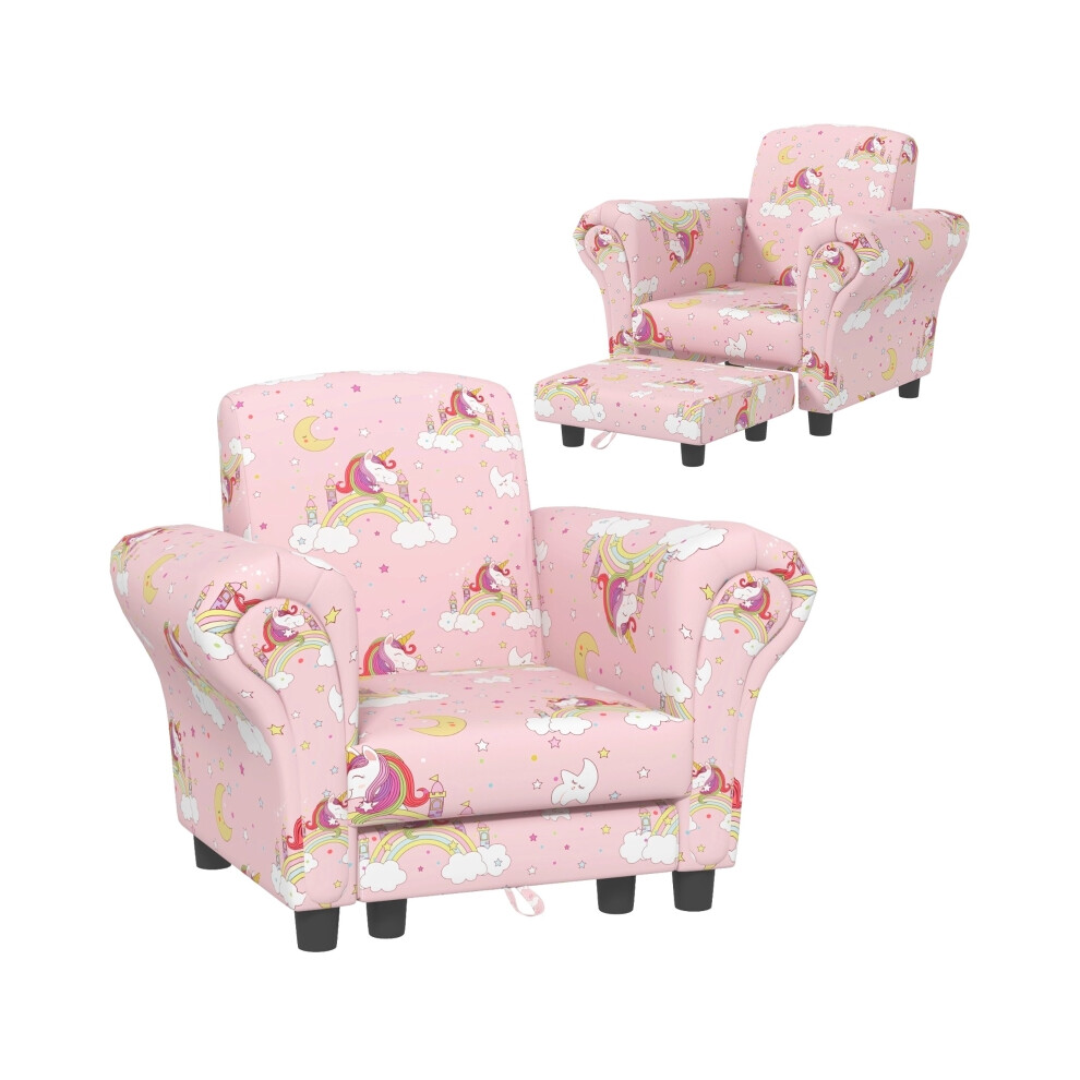 Children's 2 Piece Sofa Set with Unicorn Theme - Pink Wooden Frame for 1.5-3 Years Old Safe and Easy to Clean-image-OPC-PMFQT8F-NEW