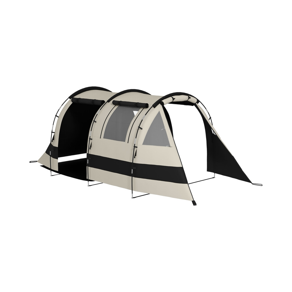 Outdoor 4-Man Blackout Tent with Two Rooms and Accessories Weather-Resistant Khaki Shelter for Family Camping-image-OPC-PMFQTS6-NEW