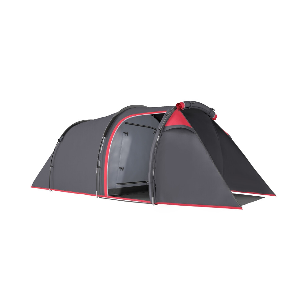 Camping Tent for 2-3 Persons with Sewn-in Groundsheet Rainfly Air Vents 2000mm Water Column Inbuilt Porch & Living Area Grey-image-OPC-PMFQV75-NEW