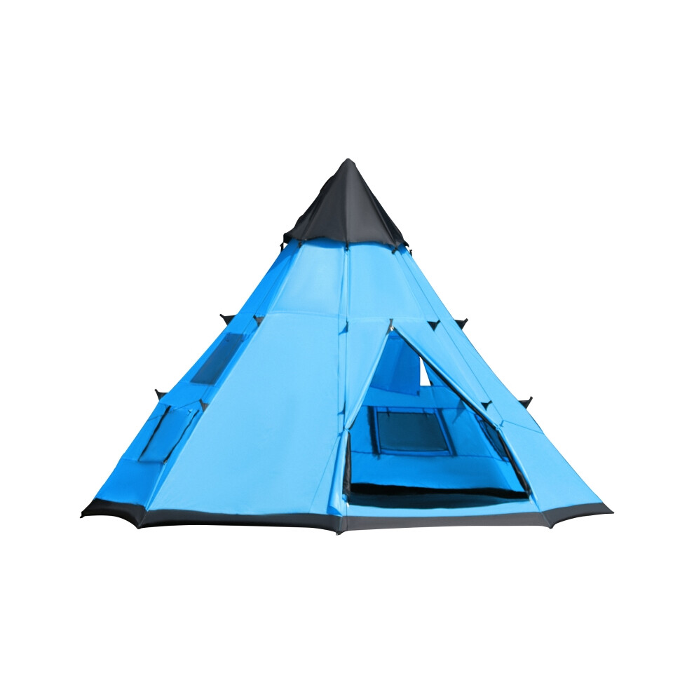 Outsunny 6 Men Tipi Tent - Lightweight Blue Canvas Tent with Carry Bag Ideal for Camping and Festivals-image-OPC-PMFQVC6-NEW