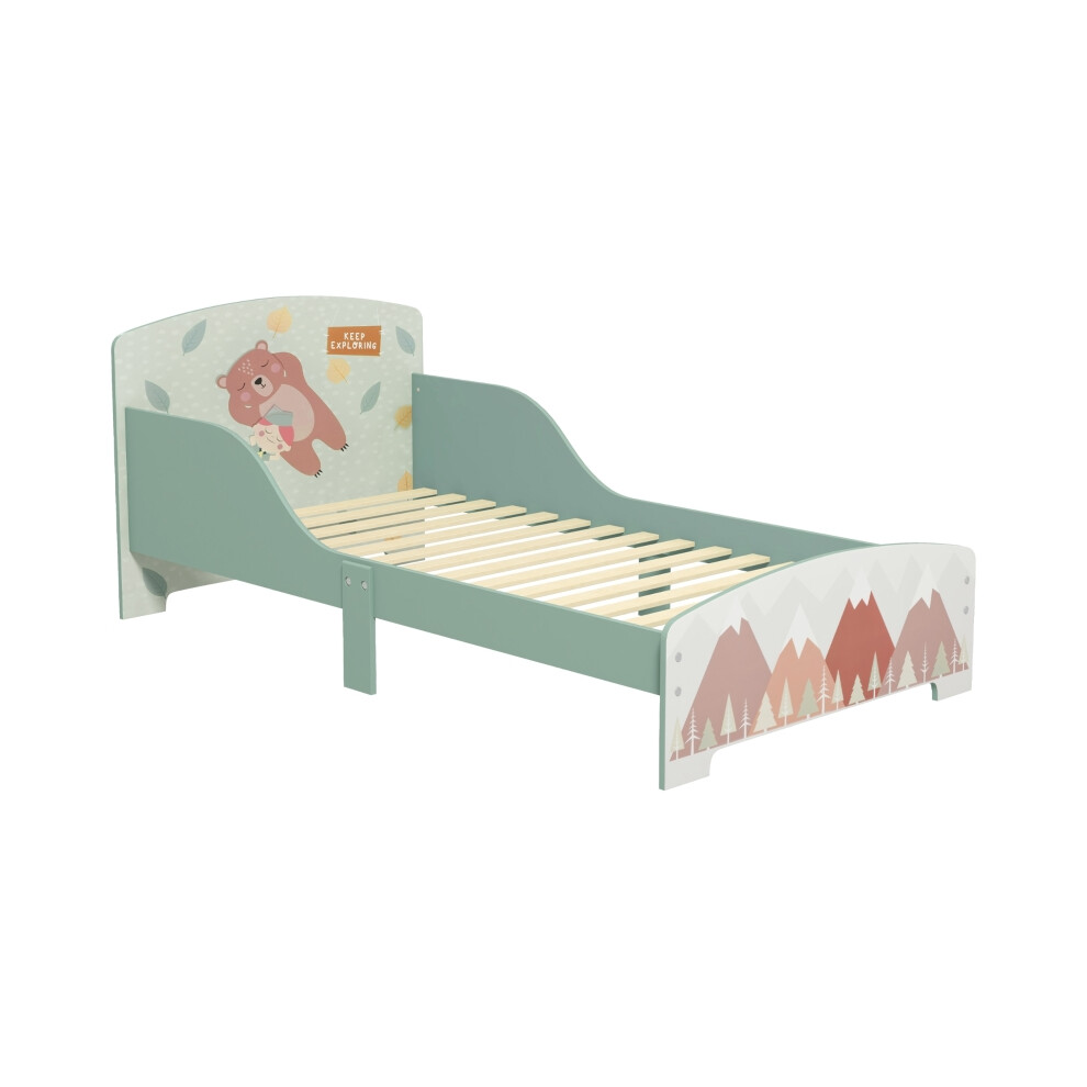 Toddler Bed Frame for Kids Ages 3-6 Green Durable Wooden Kids Bedroom Furniture with Safety Rails Compact Size-image-OPC-PMFQVWF-NEW