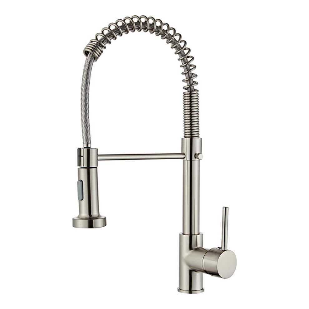 Electroplated Telescopic Hot And Cold Wire Drawing Rotary Kitchen Faucet, Dual Water And Waste Outlets With Tube 9067246320232
