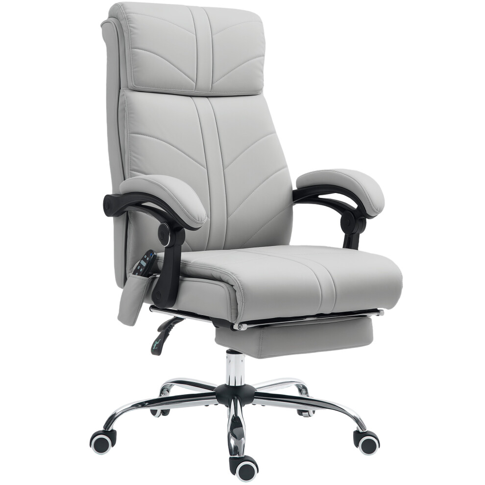 Faux Leather Massage Office Chair in Light Grey with Reclining Function and Soft Padding for Deluxe Comfort-image-OPC-PMFQWCQ-NEW