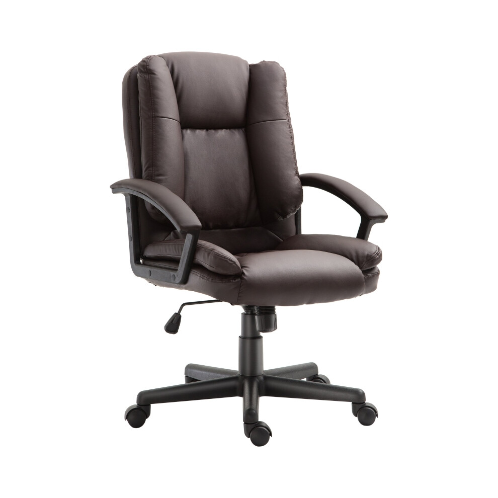 Home Office Chair Brown - Swivel Executive Desk Chair with Adjustable Height Breathable Cushion & Rolling Casters-image-OPC-PMFQWHN-NEW