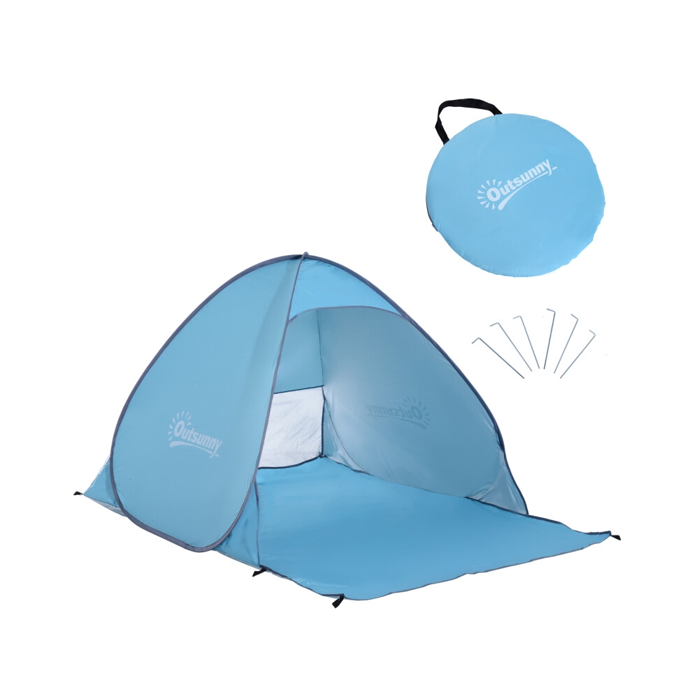 Beach Tent UV 30+ Protection 2-3 Person Pop Up Sun Shelter Lightweight Patio Shade for Hiking and Outdoor Activities Blue-image-OPC-PMFQWX6-NEW