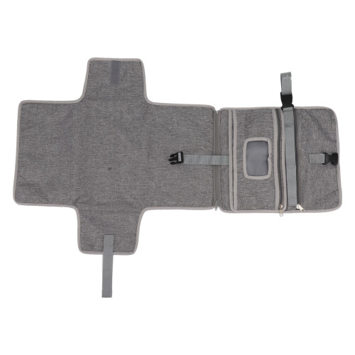 Foldable Baby Changing Mat Gray with Multi Storage Pockets, Soft Oxford Cloth