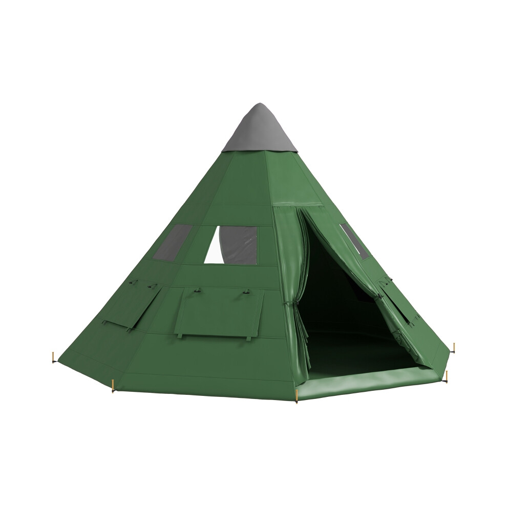 Tipi Tent 6 Men with Carry Bag Durable Green Canvas Ideal for Camping & Outdoor Activities Compact & Easy to Transport-image-OPC-PMFQY8F-NEW