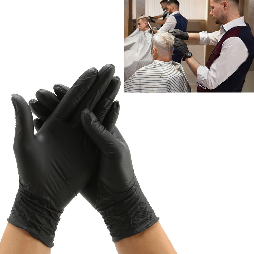 Black 50Pcs Textured Fingertip Disposable Rubber Gloves For Home & Salon