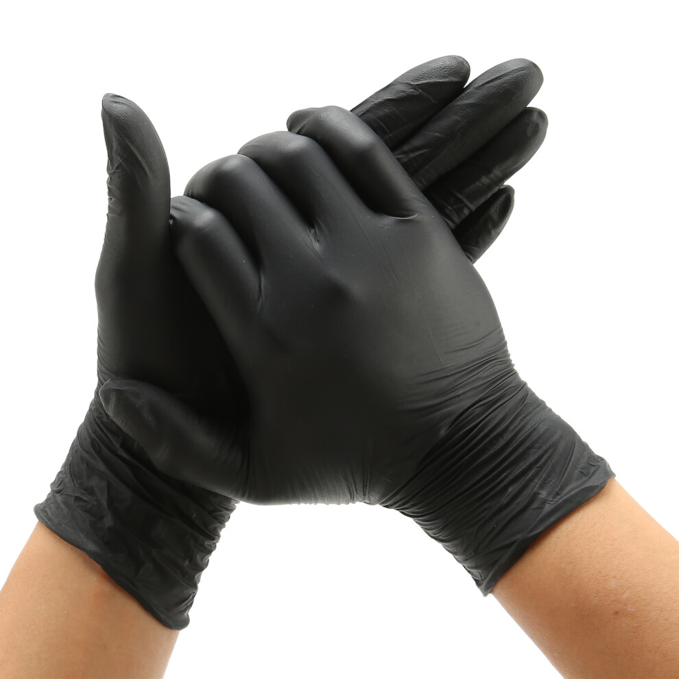 50Pcs Disposable Rubber Gloves Black Textured Fingertips For Home & Salon 8761355115888