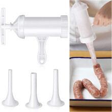 Mudder Sausage Stuffer Manual Maker Plastic Meat Filler Funnel Tubes Filling Tool for Hand Operated Food Grinder for Holiday Christmas Household Use
