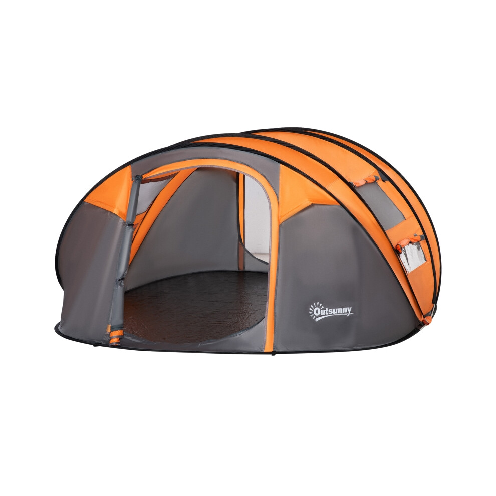 Outdoor Pop-up Camping Tent for 4-5 People - Family Tent with Mesh & PVC Windows Orange Lightweight & Easy to Carry-image-OPC-PMFR6NH-NEW