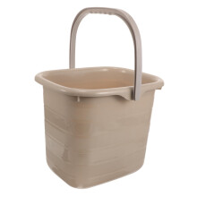 Multipurpose Plastic Bucket With Handle Khaki Portable Water Storage Container For Home Garden Cleaning And Washing
